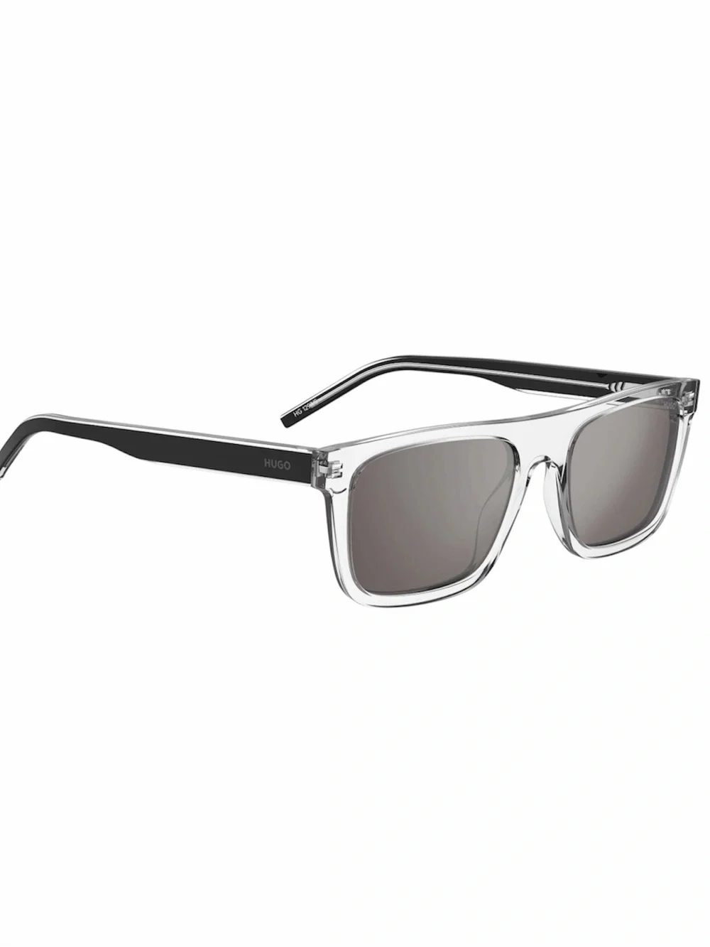 Hugo Boss Clear Frame Black Temples Sunglasses with Silver Mirrors